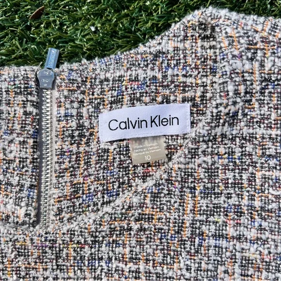 Calvin Klein Multicolor Tweed Short-Sleeve Midi Dress - Picture 3 of 7
